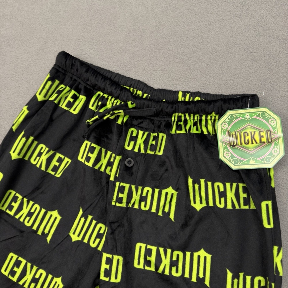 Wicked Womens Pajama Pants Size M Elphaba Glinda Velour Sleep‎ Pants Pockets NWT
